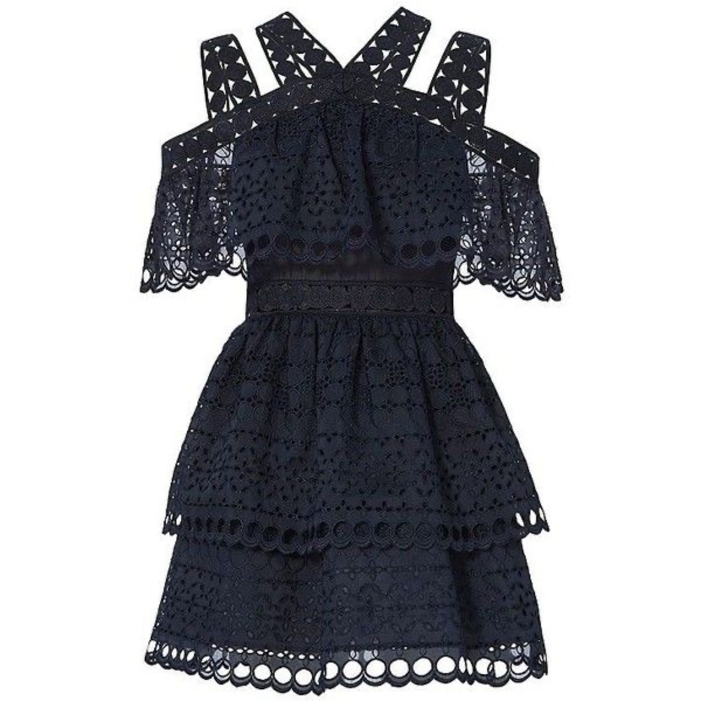 NWT Self-Portrait Navy Embroidered Mini Dress